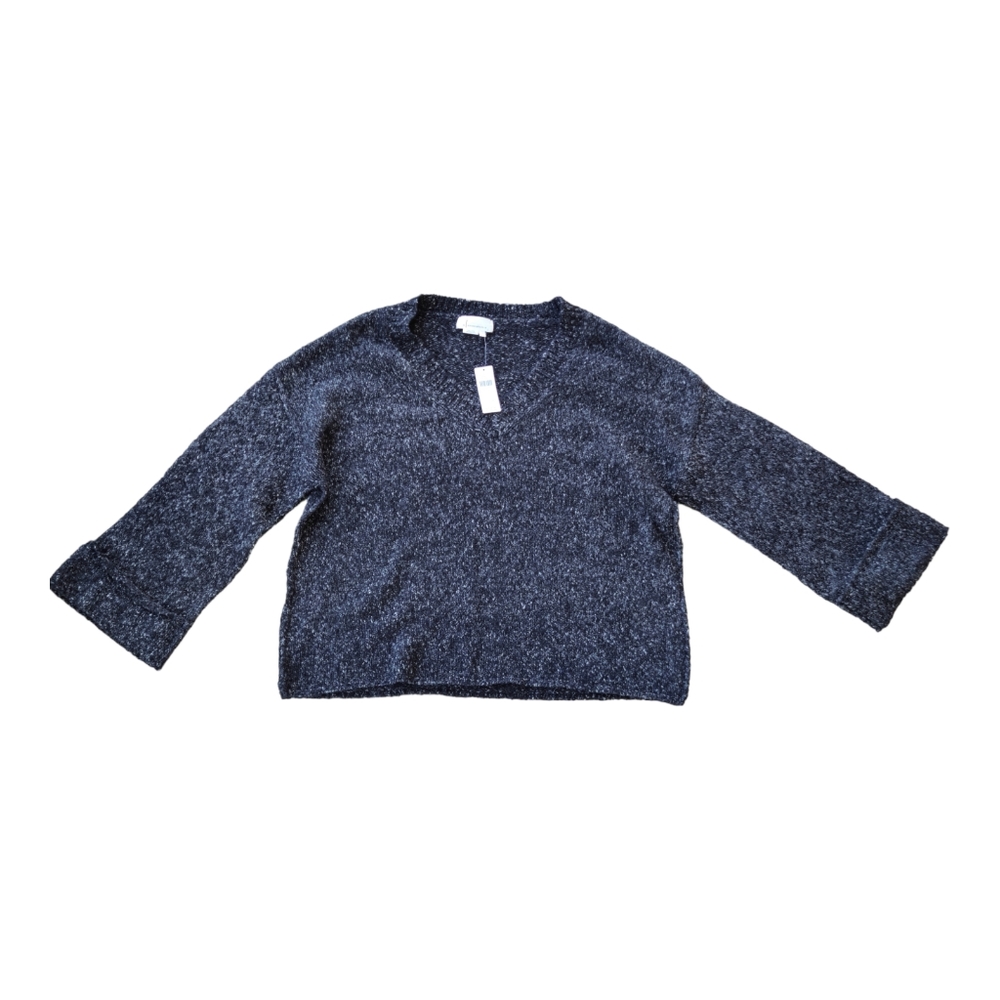 Anthropologie Womens Small Oversized V-neck Sweater brand new knit gray